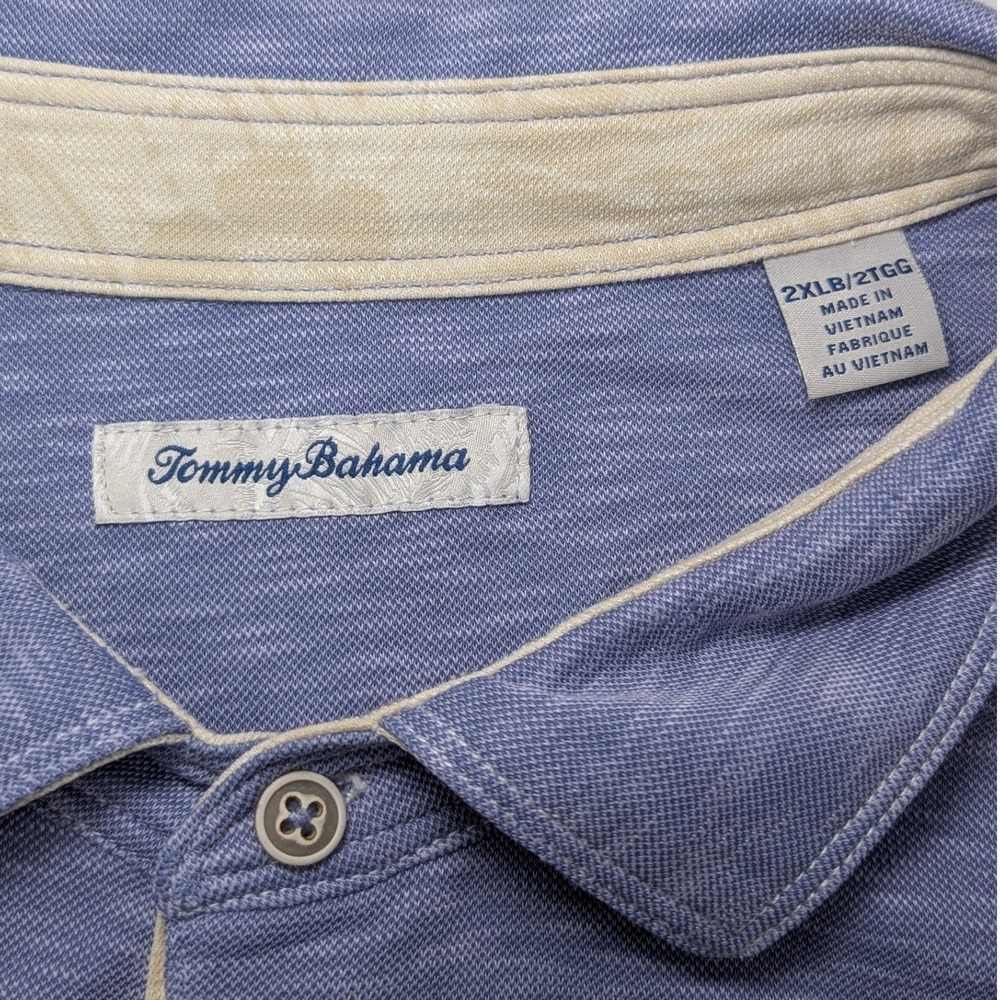 Tommy Bahama Mens Blue Heathered Polo Shirt Short Sleeve Tencel Modal Big 2XLB - Picture 2 of 9